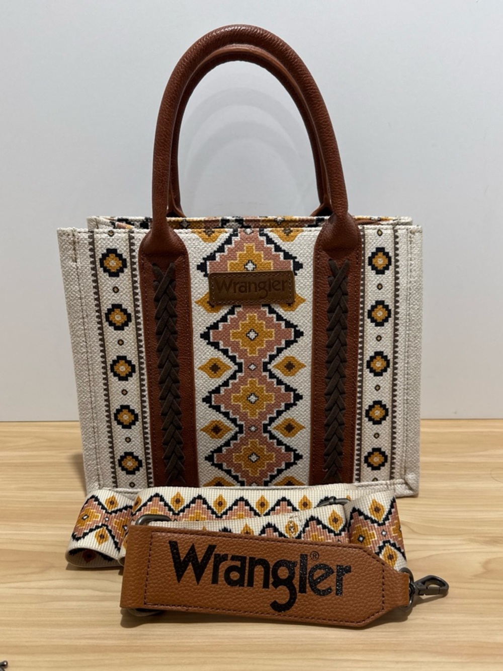 Wrangler SOUTHWEST PRINT MINI TOTE Crossbody Purse w/Strap + Mini Zip Card Case - Picture 14 of 15